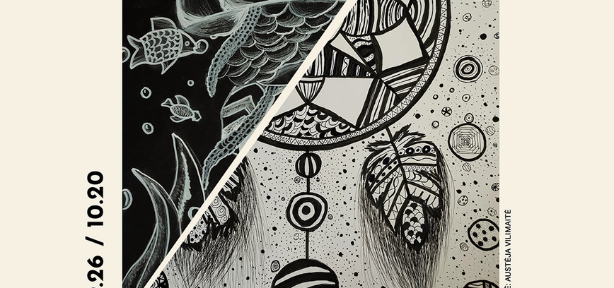 Skolēnu radošo darbu izstāde "Melnā un baltā maģija"