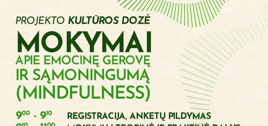 Mokymai apie emocinę gerovę ir sąmoningumą (mindfulness)