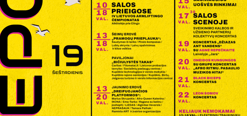 Kupiškio miesto šventės „Sala 545“ programa