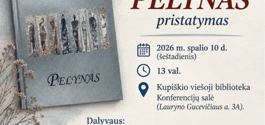Reginos Valkiūnaitės-Rasimienės novelių romano „Pelynas“ pristatymas