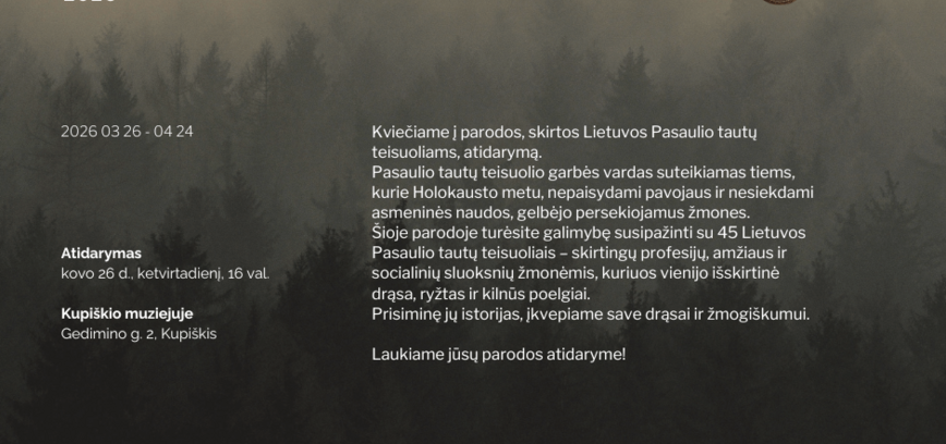 Parodos „Pasaulio tautų teisuoliai. Nebijoję mirti, tapo nemirtingais“ atidarymas ir susitikimas su parodos autoriumi