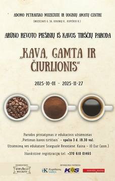 Arūno Revoto piešinių iš kavos tiršių paroda „Kava, gamta ir Čiurlionis“