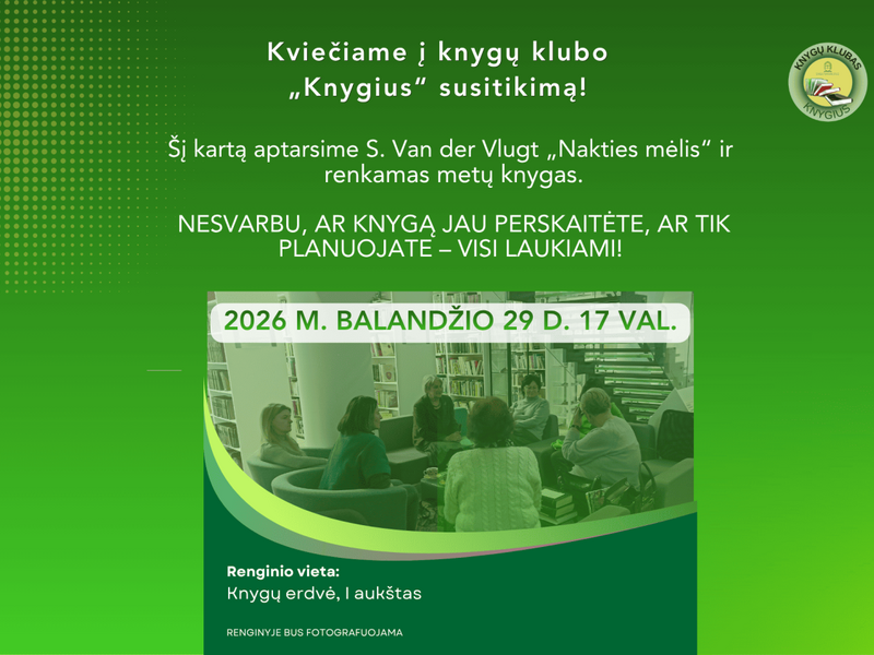 Grāmatu klubs "Knygius" aicina uz tikšanos!