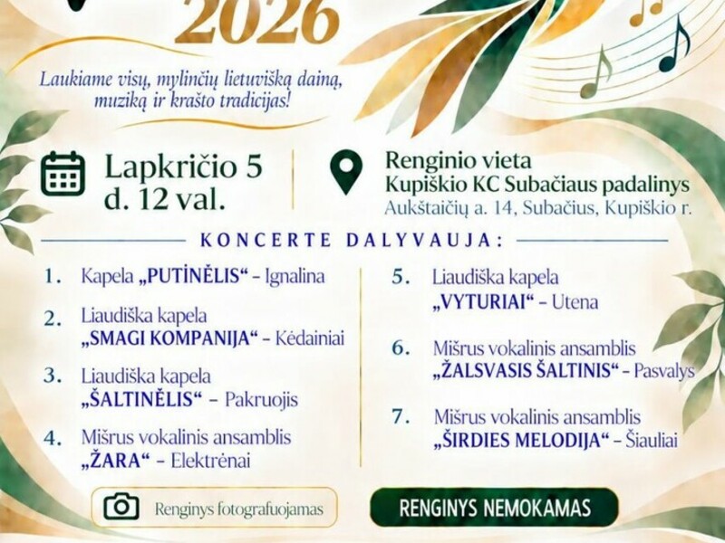 Lietuvos asmenų su negalia mėgėjų meno kolektyvų konkursas „VILTIES PAUKŠTĖ 2026“
