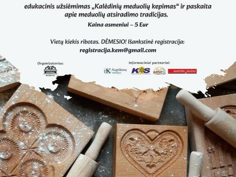 Maisto istorikės Andželikos Laužikienės edukacinis užsiėmimas „Kalėdinių meduolių kepimas“