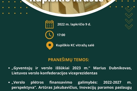 Seminaras „Verslo galimybės ir perspektyvos Kupiškio krašte“
