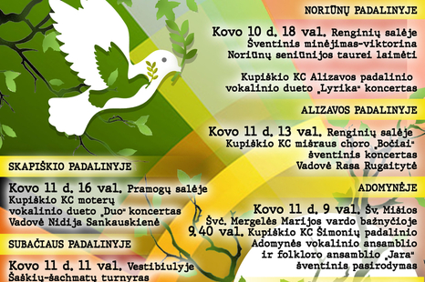 Kovo 11-osios – Lietuvos nepriklausomybės dienos minėjimo renginiai Kupiškio KC padaliniuose