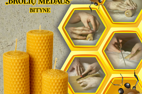 Vaško žvakių gamybos edukacija „Brolių medaus“ bityne