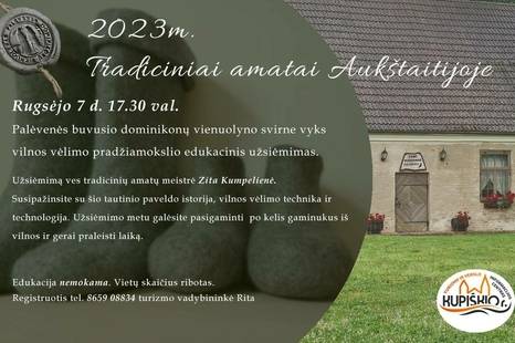 Vilnos vėlimo pradžiamokslio edukacinis užsiėmimas